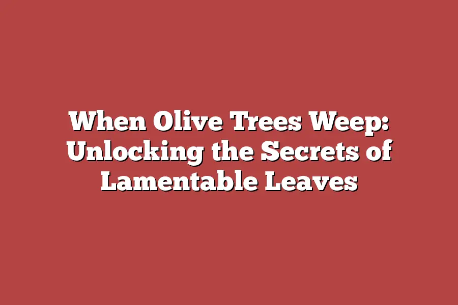 When Olive Trees Weep: Unlocking the Secrets of Lamentable Leaves