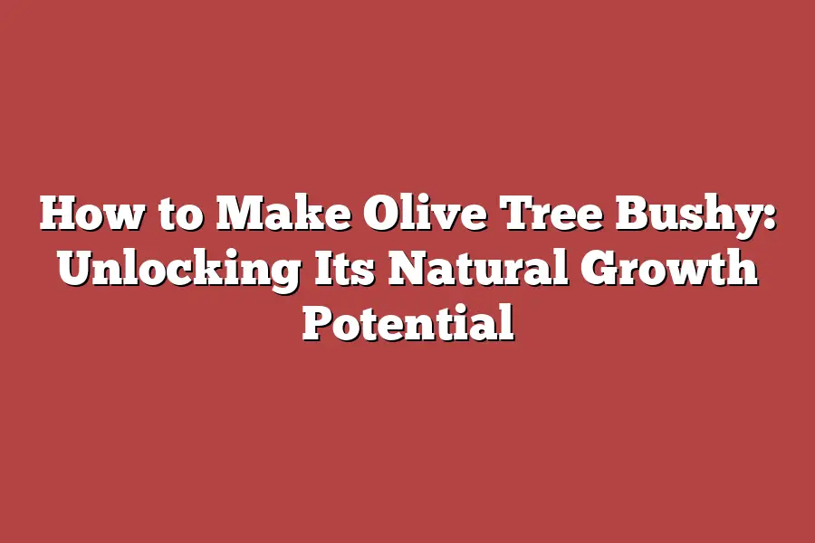 How to Make Olive Tree Bushy: Unlocking Its Natural Growth Potential